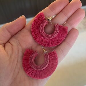 Target Pink Fringe Earrings